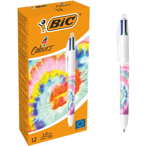 Bic Colours Decors Botanical Universe 4-kleurenbalpen, medium, klassieke inktkleuren, doos van 12 stuks
