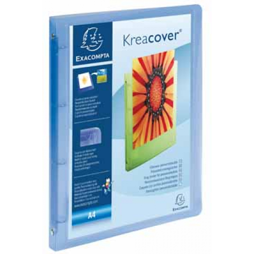 Exaclair Personaliseerbare ringmap Kreacover 4 ringen, transparant blauw