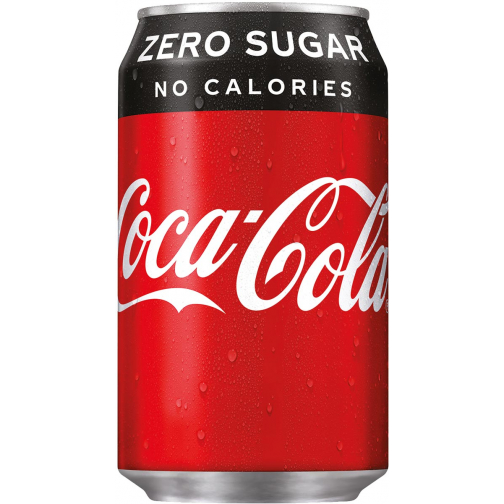 Coca-Cola Zero frisdrank, fat blik van 33 cl, pak van 24 stuks