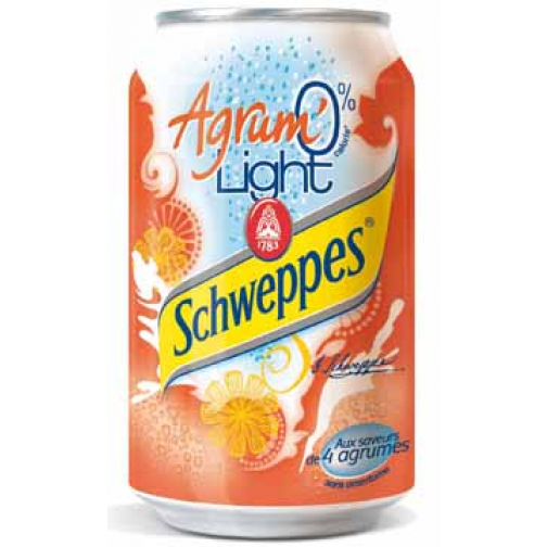 Schweppes Agrum Zero frisdrank, blik van 33 cl, pak van 24 stuks