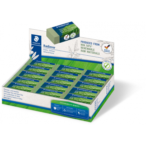 Staedtler gum Eco, olijfgroen, ft 43 x 19 x 13 mm