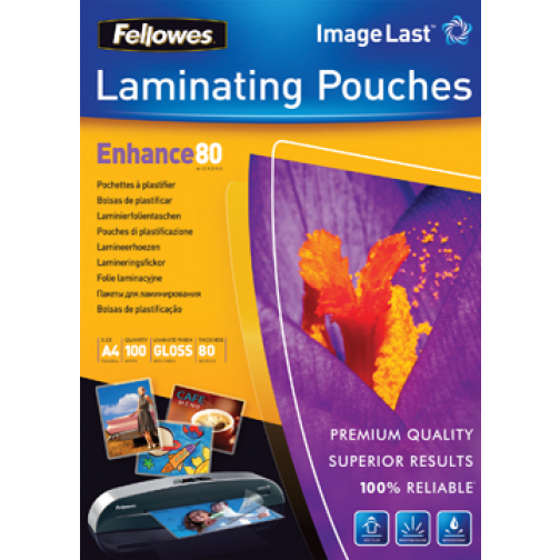Fellowes lamineerhoes Enhance80 ft A4, 160 micron (2 x 80 micron), pak van 100 stuks