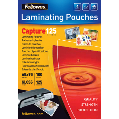 Fellowes lamineerhoes Capture125 ft 65 x 95 mm, 250 micron (2 x 125 micron), pak van 100 stuks