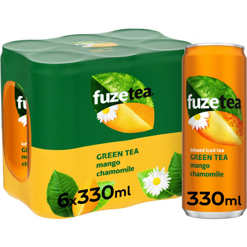 Fuze Tea frisdrank, niet-bruisend, sleek blik van 33 cl, pak van 24 stuks, mango kamille