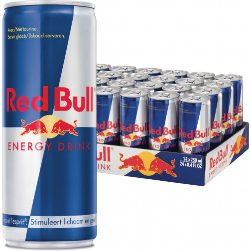Red Bull energiedrank, regular, blik van 25 cl, pak van 24 stuks