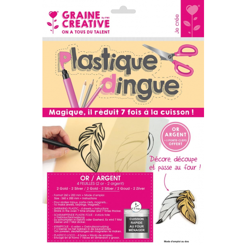 Graine Créative krimpplastiek, 2 x goud en 2 x zilver