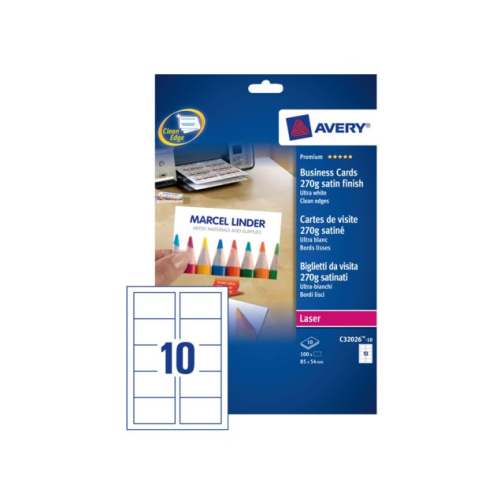 Visitekaart Avery C32026-25 2-zijdig 270gr 250stuks