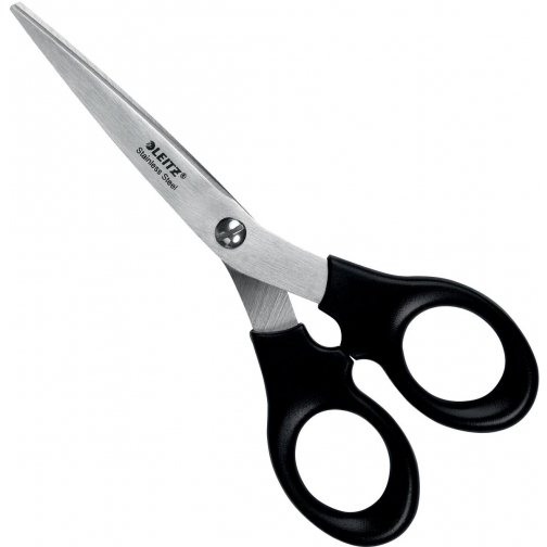 Leitz schaar, 16,5 cm, RVS, zwart, op blister