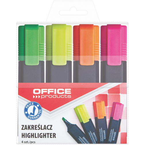 OFFICE products markeerstift, set van 4 stuks, assorti