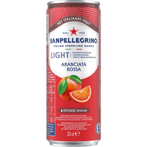 San Pellegrino limonade Aranciata Rossa light, sleek blik van 33 cl, pak van 6 stuks