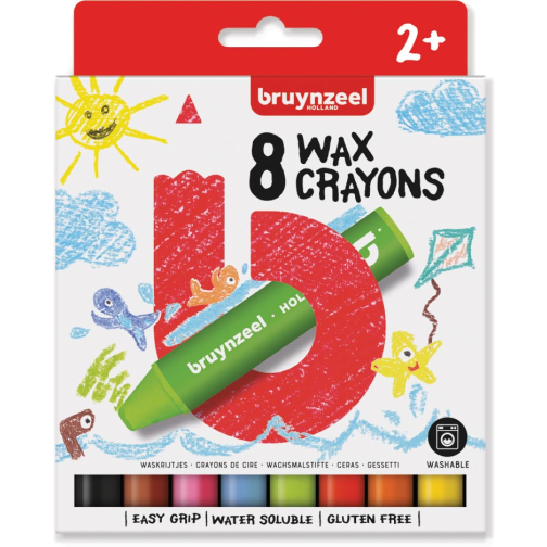 Bruynzeel Kids waskrijt, set van 8 stuks in geassorteerde kleuren