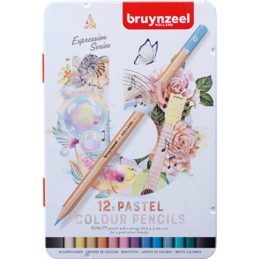 Bruynzeel kleurpotloden Expression, metalen doos van 12 stuks , pasteltinten