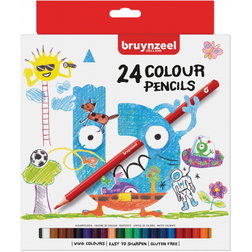 Bruynzeel Kids kleurpotloden, set van 24 stuks in geassorteerde kleuren