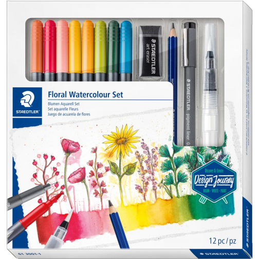 Staedtler Floral Watercolour Set, set van 12 stuks