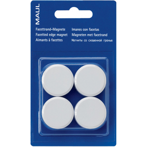 MAUL magneet Solid, 20 mm, trekkracht 300 gr, blister van 8 stuks, wit