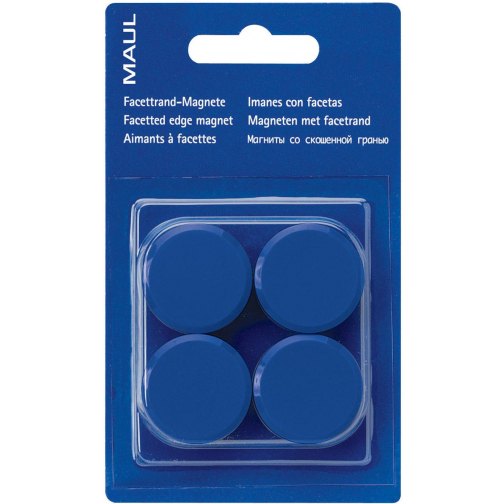 MAUL magneet Solid, 20 mm, trekkracht 300 gr, blister van 8 stuks, blauw