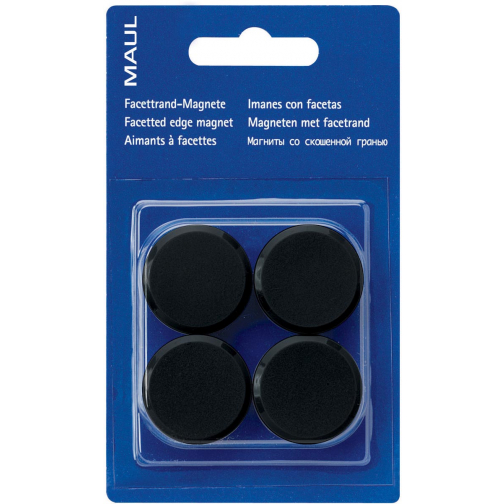 MAUL magneet Solid, 20 mm, trekkracht 300 gr, blister van 8 stuks, zwart