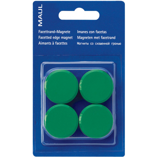 MAUL magneet Solid, 32 mm, trekkracht 800 gr, blister van 4 stuks, groen