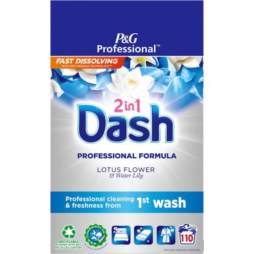 Dash Professional waspoeder 2-in-1 lotus en lelie, doos van 6,6 kg