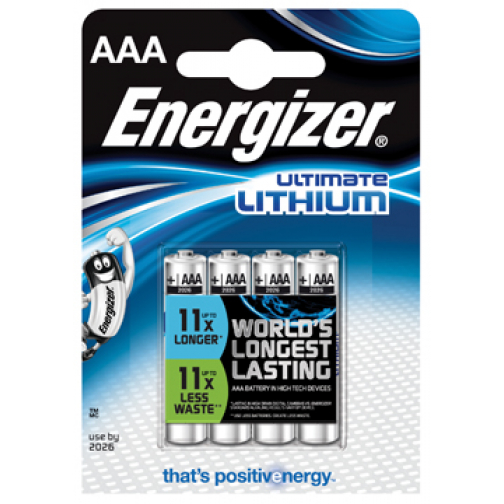 Energizer batterijen Lithium AAA, blister van 4 stuks