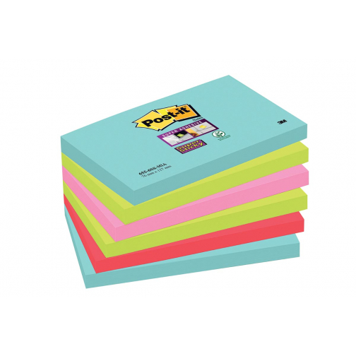 Post-it Super Sticky notes Cosmic, 90 vel, ft 76 x 127 mm, pak van 6 blokken