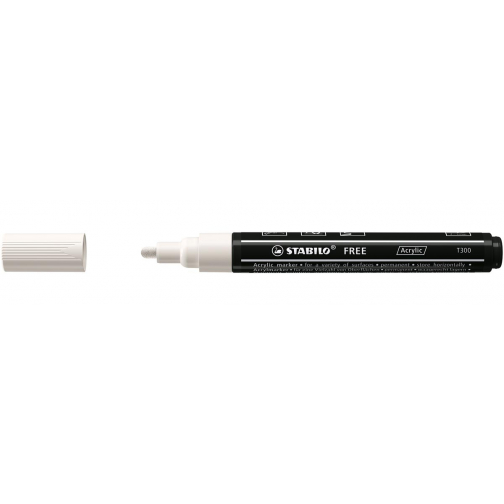 STABILO free acrylmarker T300, ronde punt, 2-3 mm, wit