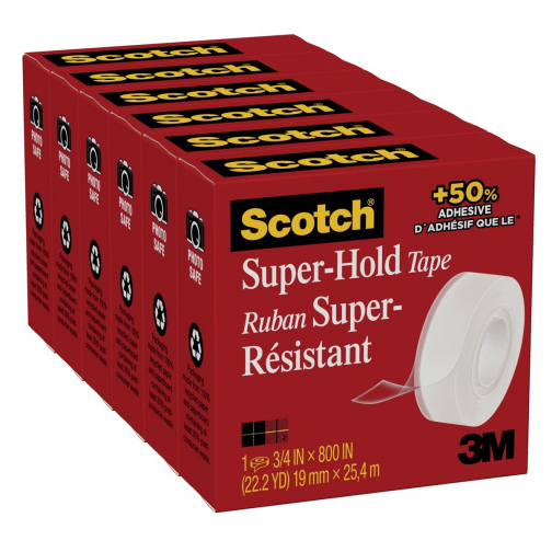 Scotch plakband Super Hold, ft 19 mm x 25,4 m, pak van 6 rollen