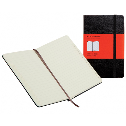 Moleskine adresboek, ft 13 x 21 cm, gelijnd, harde cover, 240 bladzijden, zwart