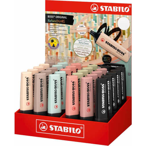 STABILO BOSS ORIGINAL NatureCOLORS markeerstift, display van 30 stuks in geassorteerde kleuren