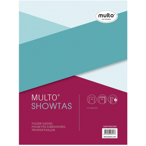 Multo geperforeerde showtas ft A3, 2-, 4- en 23-gaatsperforatie, 80 micron, gekorreld, pak van 10 st