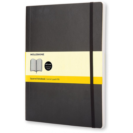 Moleskine notitieboek, ft 19 x 25 cm, geruit, soepele cover, 192 blad, zwart