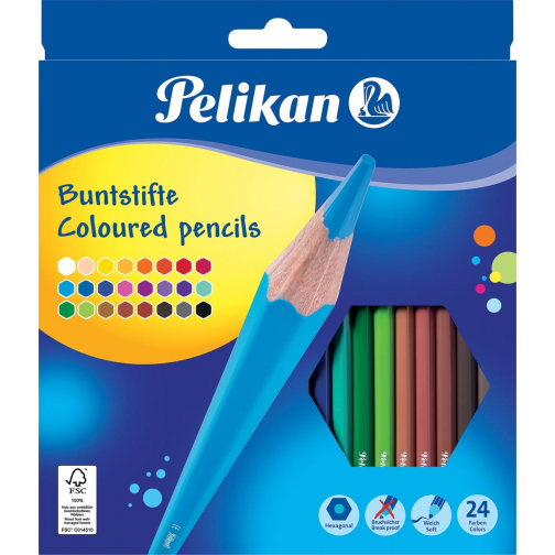 Pelikan kleurpotloden, etui met 24 stuks in geassorteerde kleuren