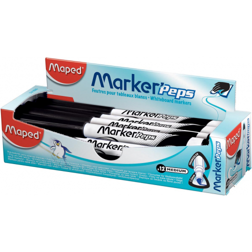 Maped whiteboardmarker Marker'Peps, doos van 12 stuks, zwart