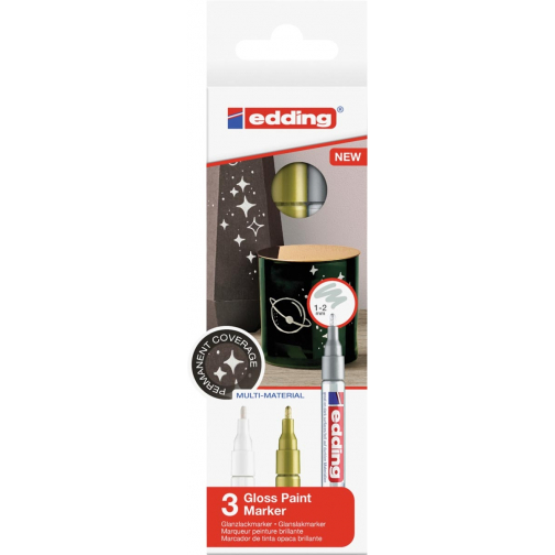 Edding lakmarker 751/3, metallic geassorteerde kleuren