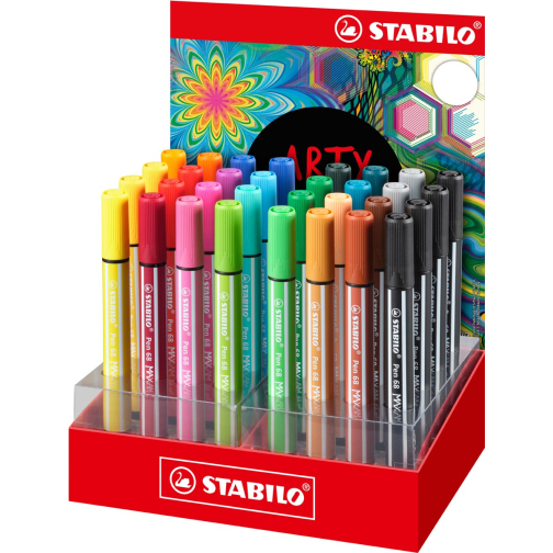 STABILO Pen 68 MAX ARTY viltstift, display van 32 stuks, geassorteerde kleuren