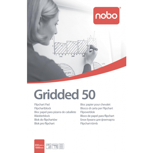 Nobo flipchartpapier, ft 100 x 65 cm, geruit, pak van 50 vel