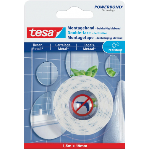 Tesa Powerbond montagetape Waterproof, 19 mm x 1,5 m