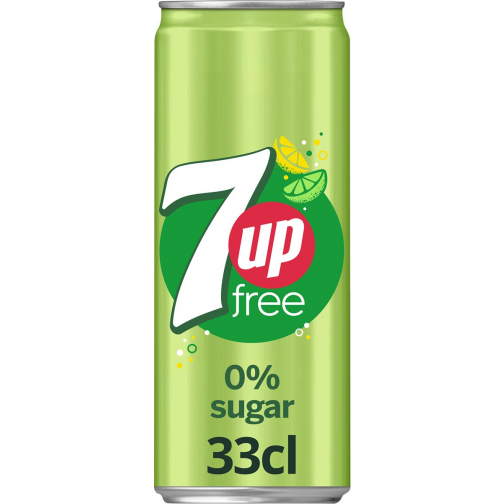 7up zero frisdrank, sleek blik van 33 cl, pak van 24 stuks
