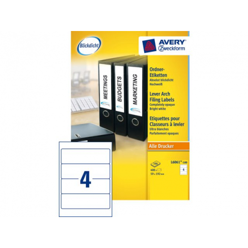 Rugetiket Avery Zweckform breed 59x192mm zelfklevend wit
