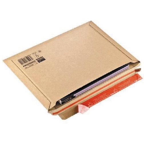 Verzendenvelop met balg, plakstrip aan lange zijde, ft 50 x 250 x 360 mm, bruin