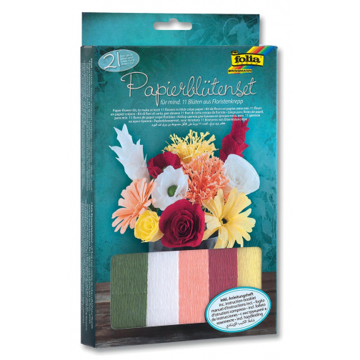 Folia knutselset crêpe papier bloemen, 21-delig