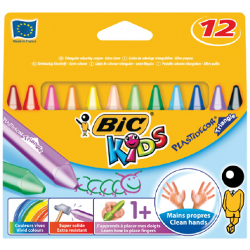 Bic waskrijt Plastidecor Triangle 12 stuks