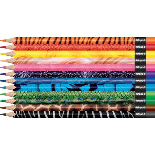 Maped kleurpotloden Color'Peps Animals, kartonnen etui met 12 stuks in geassorteerde kleuren