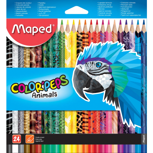 Maped kleurpotloden Color'Peps Animals, kartonnen etui met 24 stuks in geassorteerde kleuren