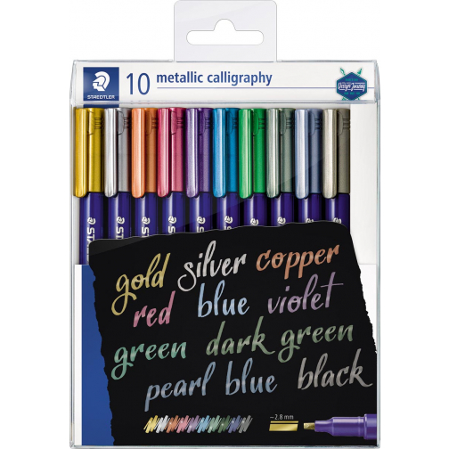 Staedtler kalligrafiepen Metallic 8325, etui van 10 stuks in geassorteerde kleuren