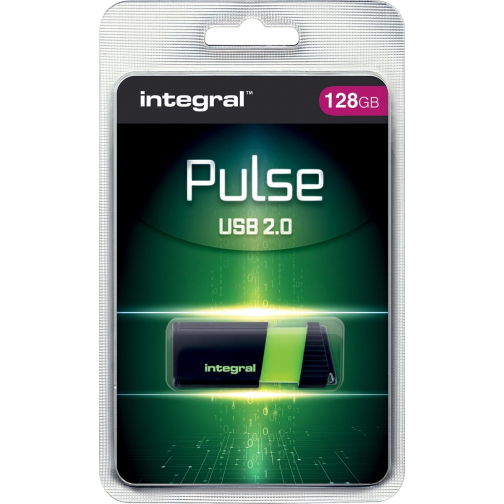 Integral Pulse USB 2.0 stick, 128 GB, zwart/geel