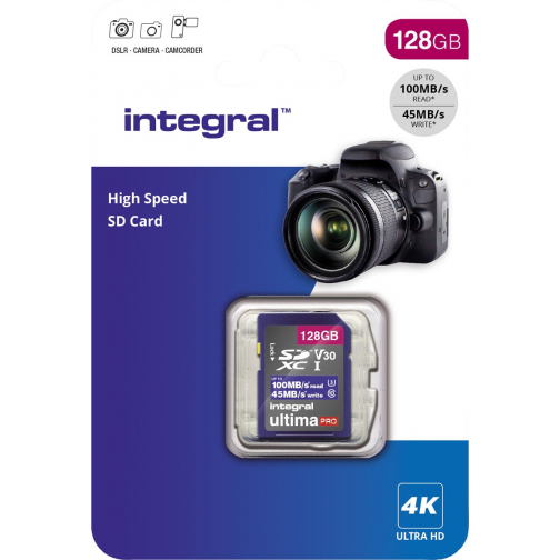 Integral geheugenkaart SDXC V30, 128 GB