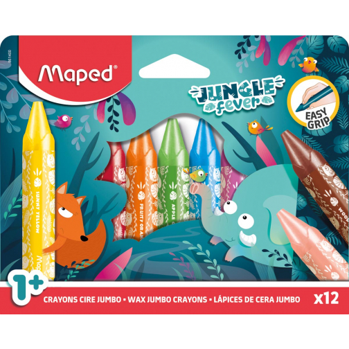 Maped waskrijt Jungle Fever Jumbo, etui van 12 stuks, assorti