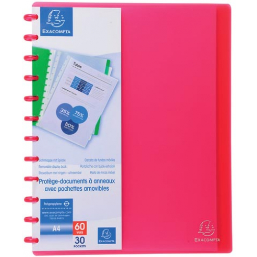 Exacompta showalbum met ringen, voor ft A4, 30 uitneembare tassen, rood