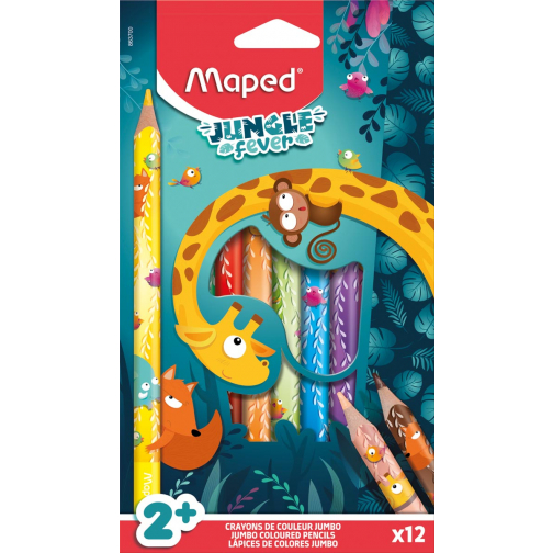 Maped kleurpotlood Jungle Fever Jumbo, etui van 12 stuks, assorti
